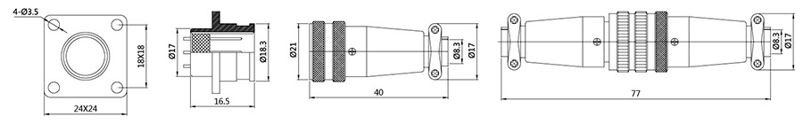 H17系列(圓對(duì)接式)2T-7T防水插頭插座結(jié)構(gòu)圖