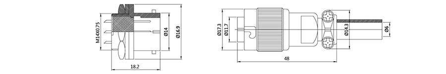 YS1-14斜扣式2T-7T圓形電纜連接器結構圖
